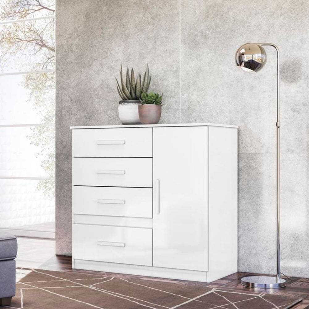 Cômoda 4 Gavetas 1 Sapateira Branca Vênus Moval Móveis