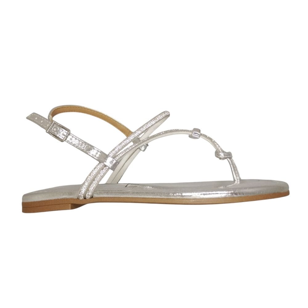 Sandalia Rasteira De Dedo Metalizada Brilho Strass 6371.195