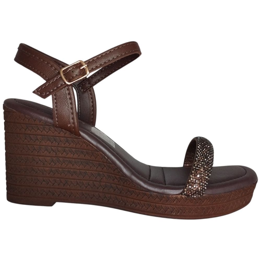 Sandália Anabela Feminina Mississipi Tira De Strass MF513