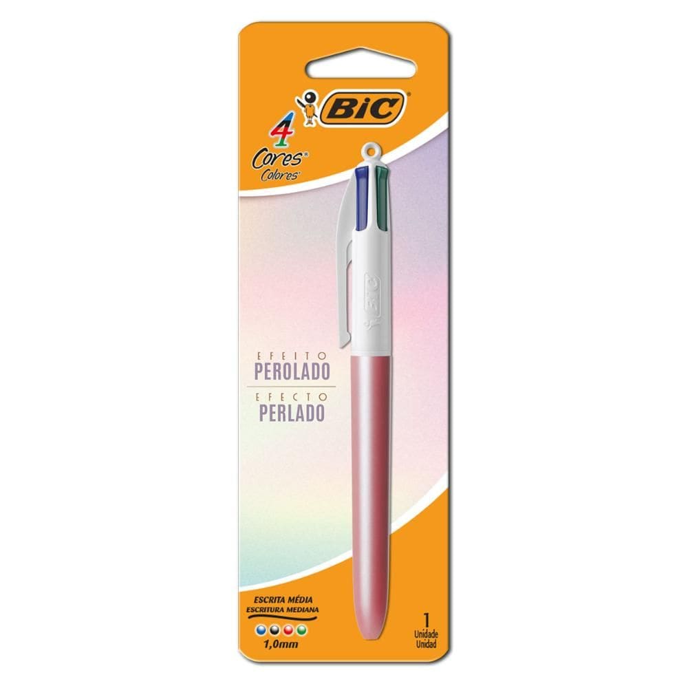 Caneta esferográfica 1.0 Rosa Perolada 4 cores - Bic