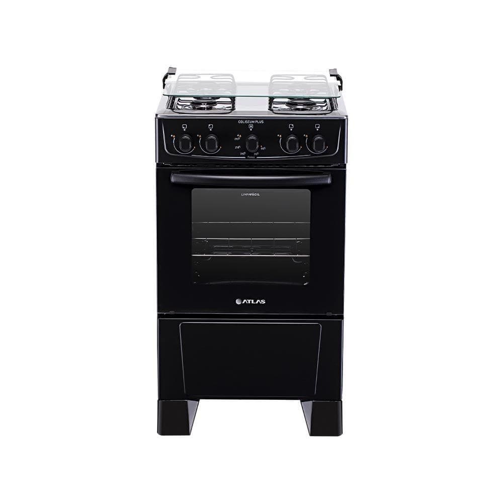 Fogão De Piso Atlas 4 Bocas Coliseum Plus Mesa Inox Bivolt