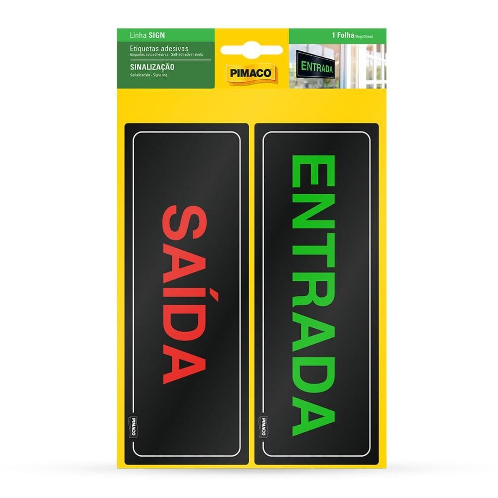 Etiqueta sinalização Entrada/Saída 6,7x18,5cm - Pimaco