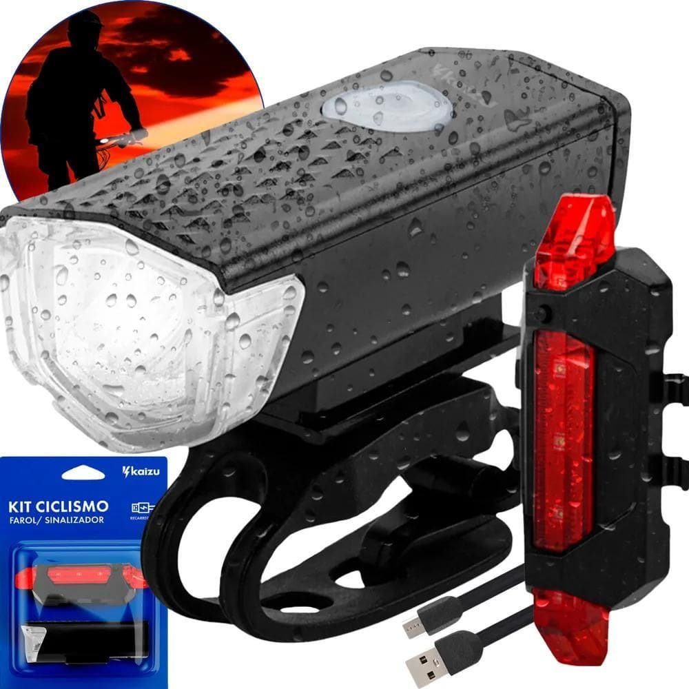 Kit Lanterna E Farol Monster Bike Luz C/Led Ultra Forte 3 Mo