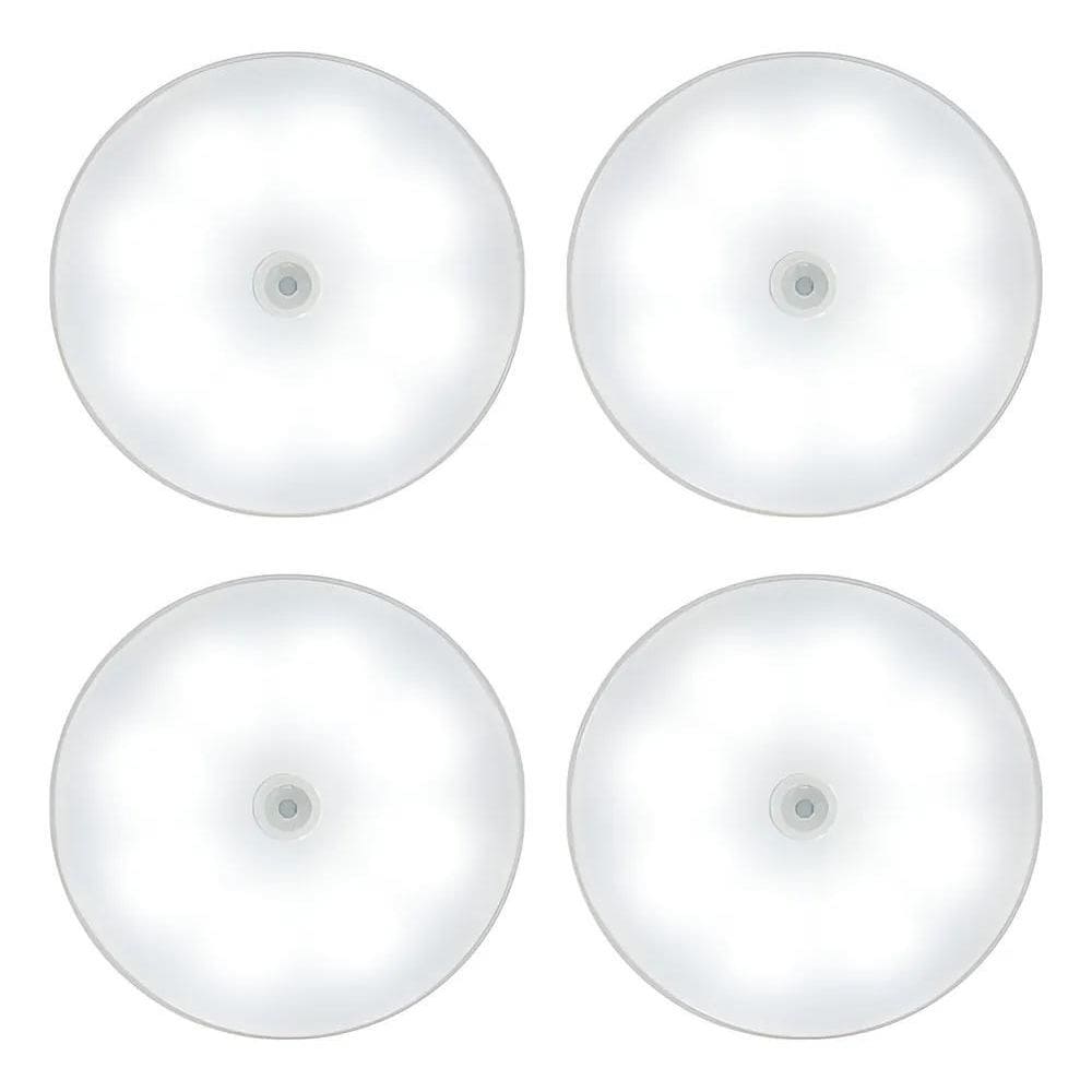 Kit4 Luminária Led Sensor Redonda Branca Usb Genérica