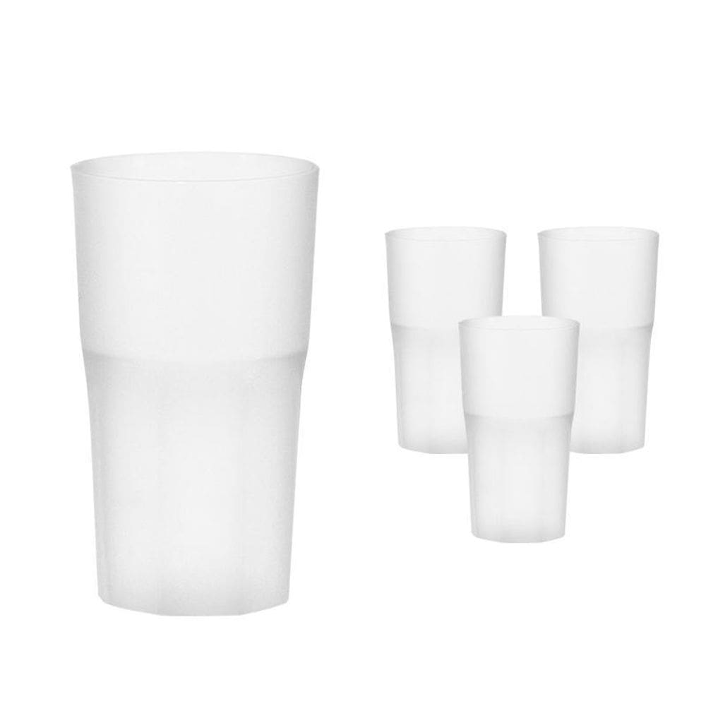 Kit 4 Copos Roma Branco 360Ml Plástico Premium