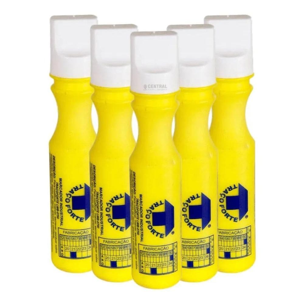 Kit 05 Marcador Caneta Permanente Industrial 3Mm Traço Forte