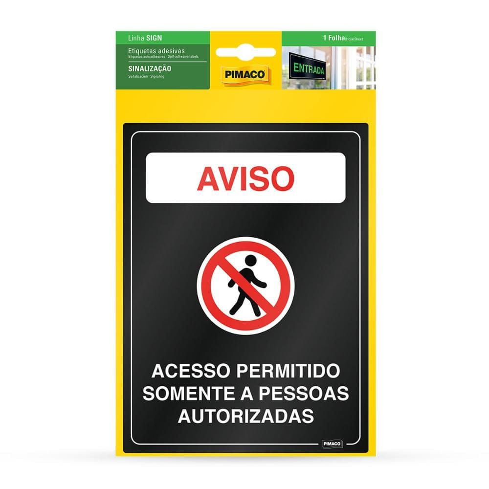 Etiqueta sinalização Pessoas Autorizadas 13,8x18,5cm Pimaco