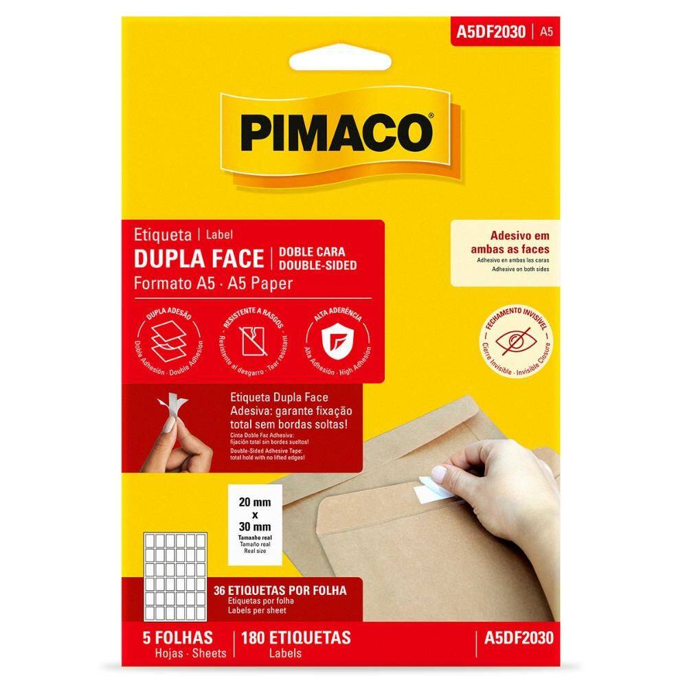 Etiqueta dupla face adesiva 20x30mm A5 com 5 folhas - Pimaco