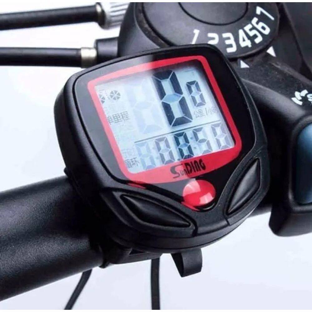 5X Velocímetro Digital Bike A Prova D`Agua Com Fio 15 Funçao