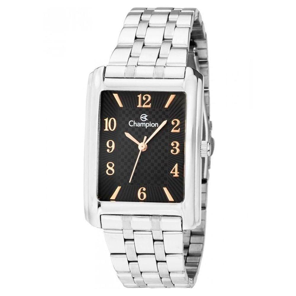Relógio Champion Masculino Analógico Prata Preto Cn20373t