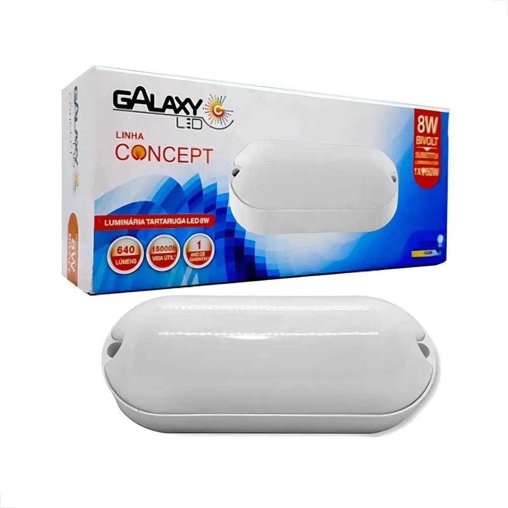 Luminária Led Tartaruga 8W 6500K Ip65 Branca Bivolt Galaxy