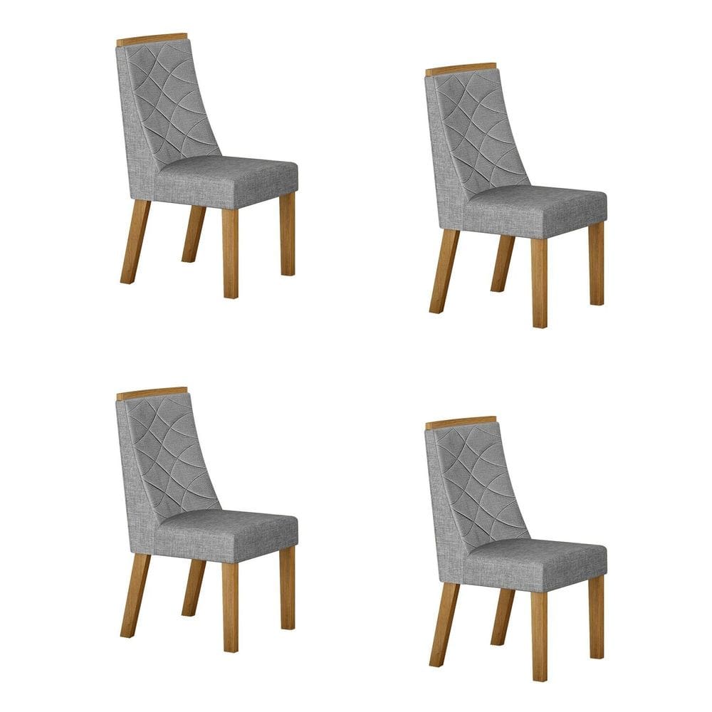 Conjunto 4 Cadeiras para Sala de Jantar Aurora Prata