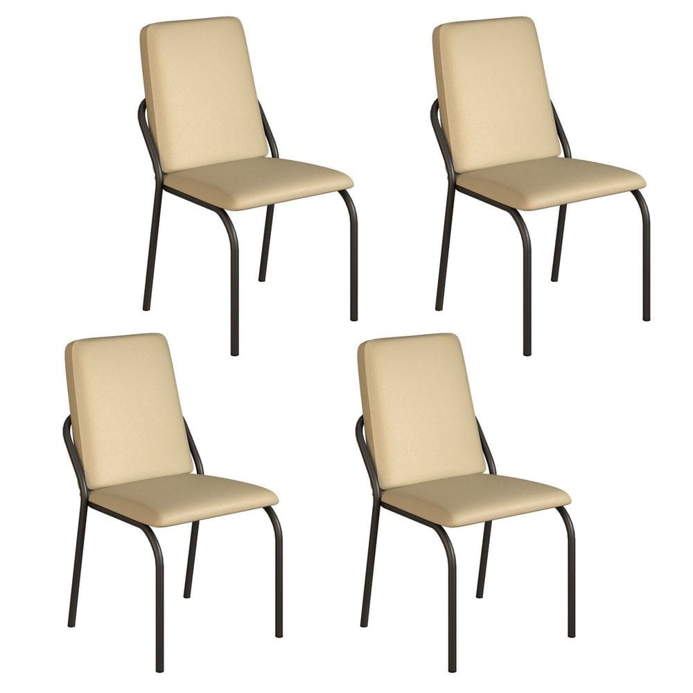 Kit 4 Cadeiras para Sala de Jantar Malibu Creme / Preto Fosco