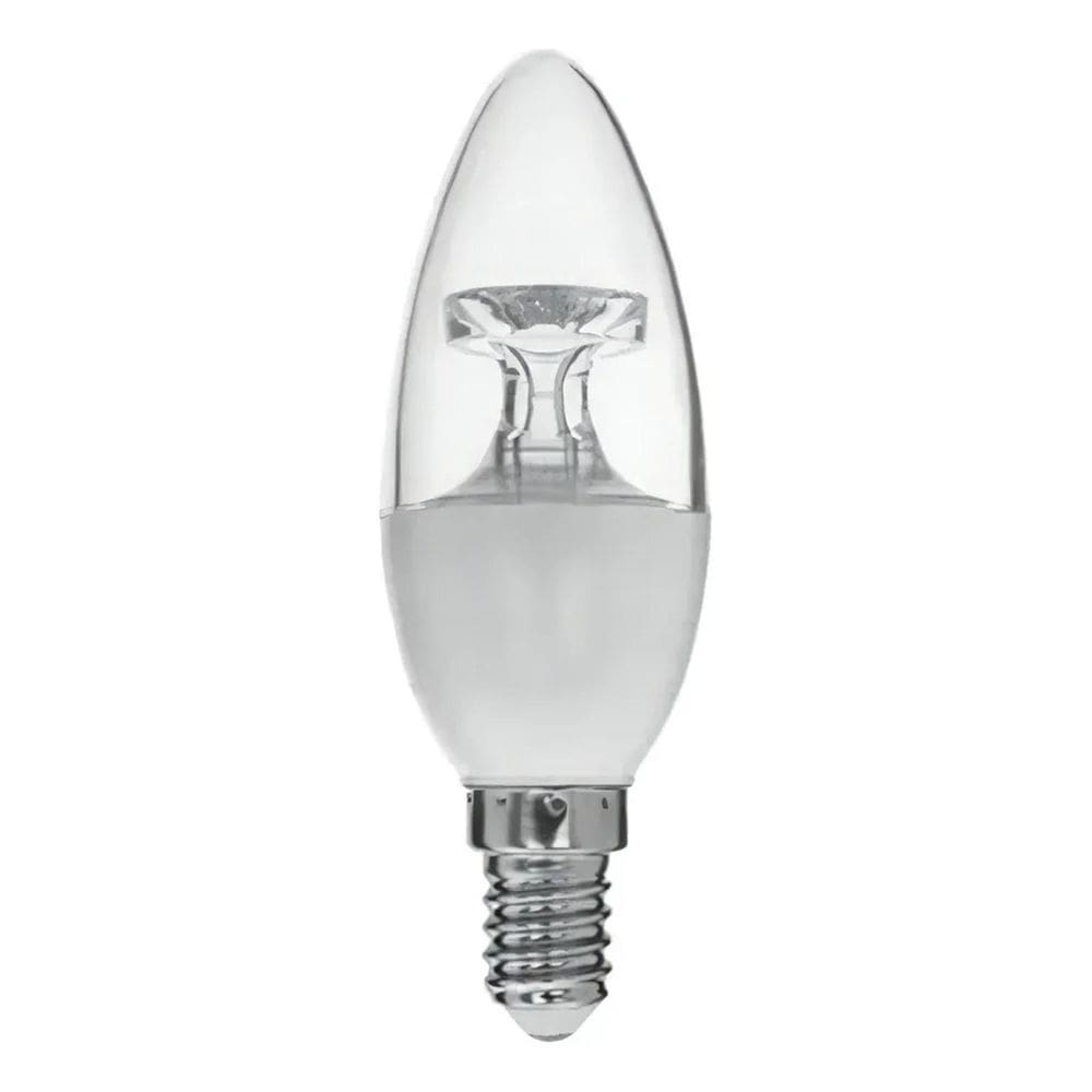 5X Lâmpada Vela Cristal Balão E14 Led 4,7W 6500K Luz Branco-