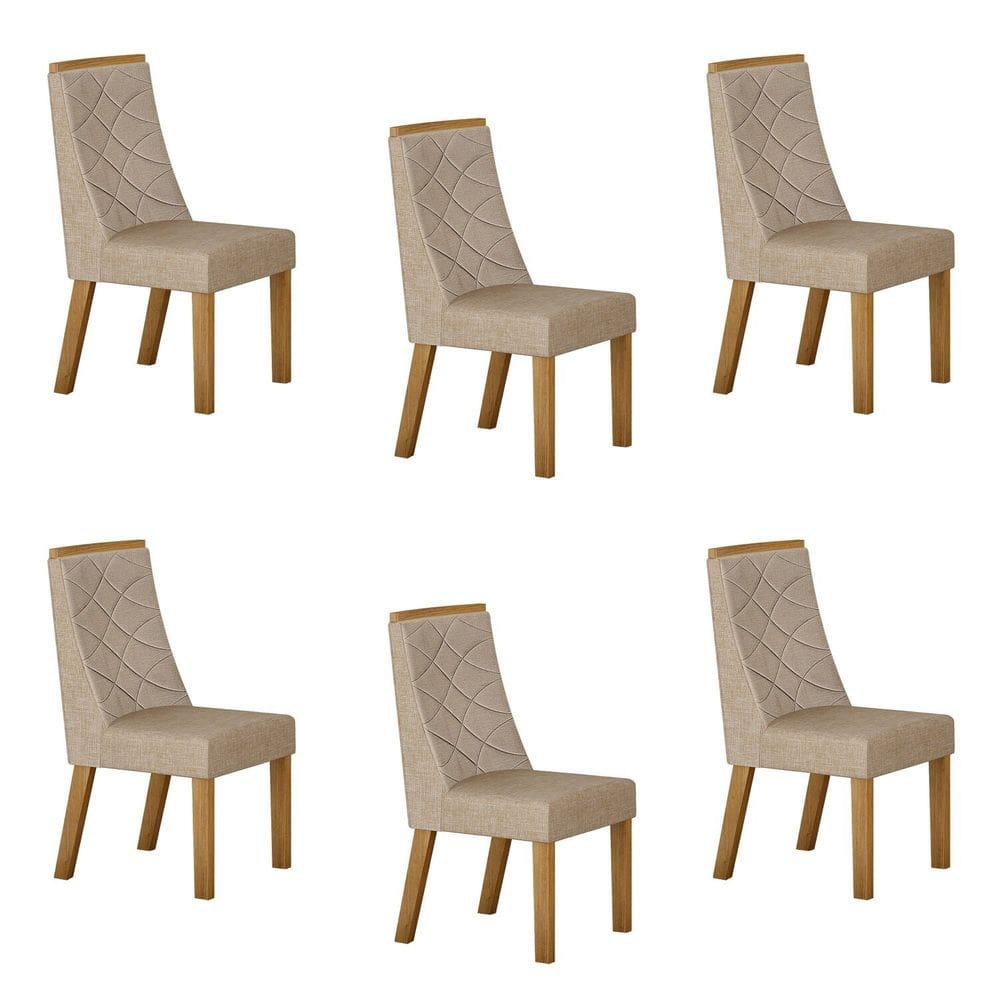 Conjunto 6 Cadeiras para Sala de Jantar Aurora Bege
