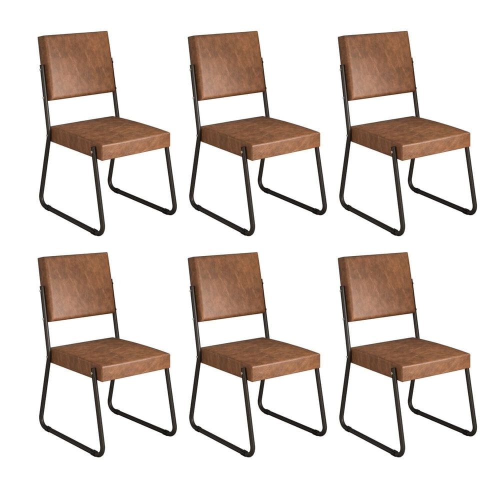 Kit 6 Cadeiras para Sala de Jantar Napoli Marrom / Preto Fosco