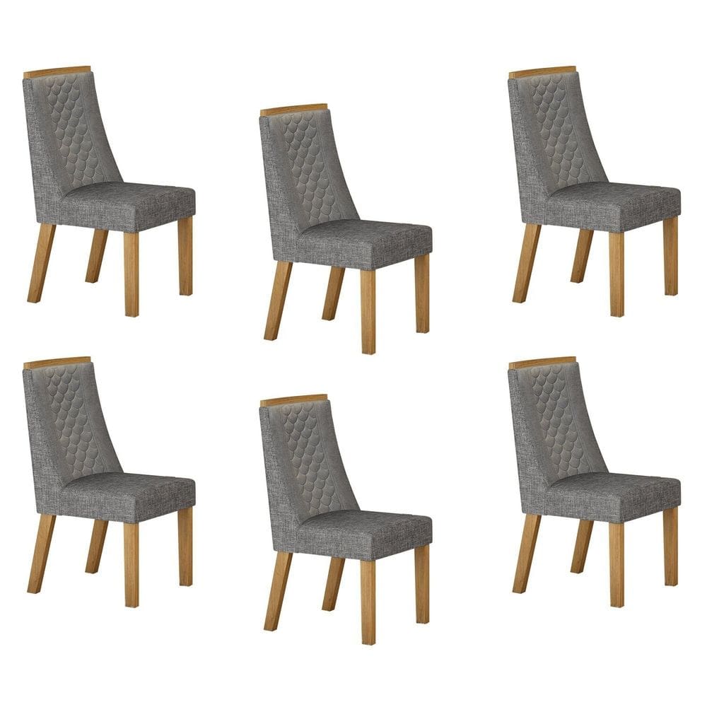Conjunto 6 Cadeiras para Sala de Jantar Dora Prata
