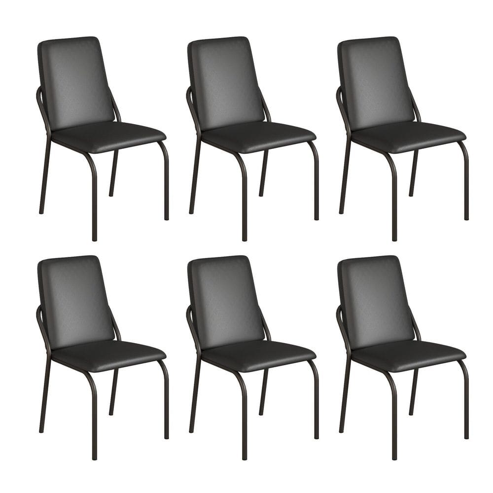 Kit 6 Cadeiras para Sala de Jantar Malibu Preto