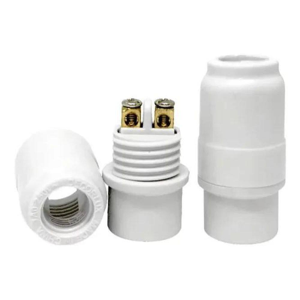 5X Kit 10 Bocal Pendente Soquete E14 Plástico Branco Decorlu