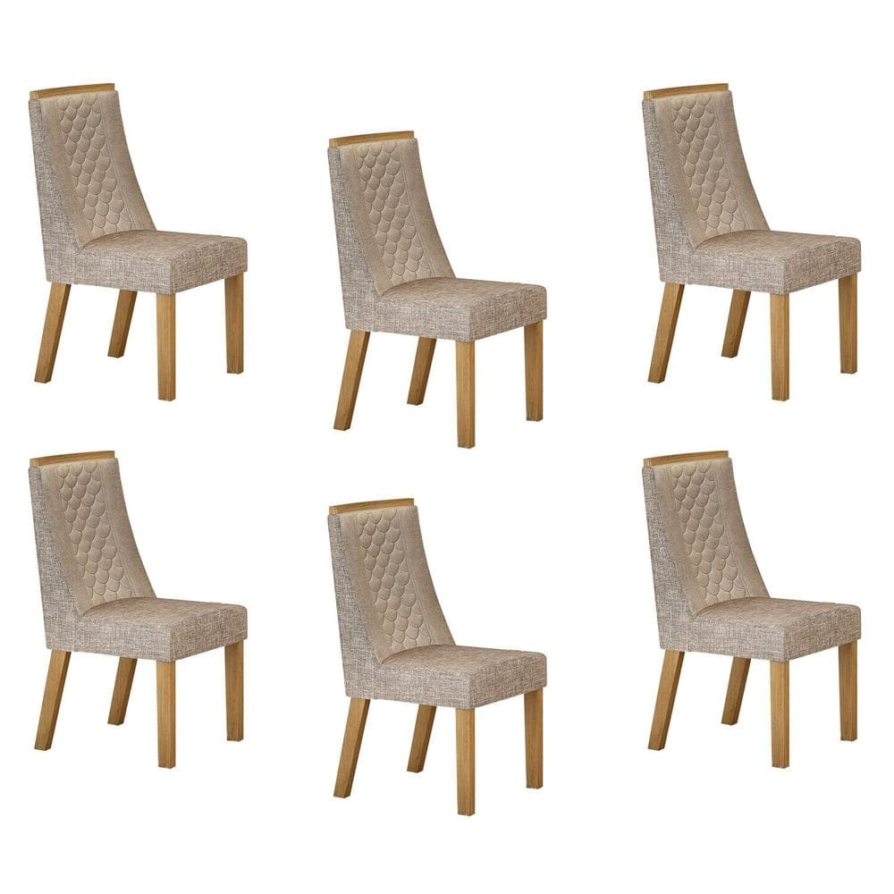 Conjunto 6 Cadeiras para Sala de Jantar Dora Bege