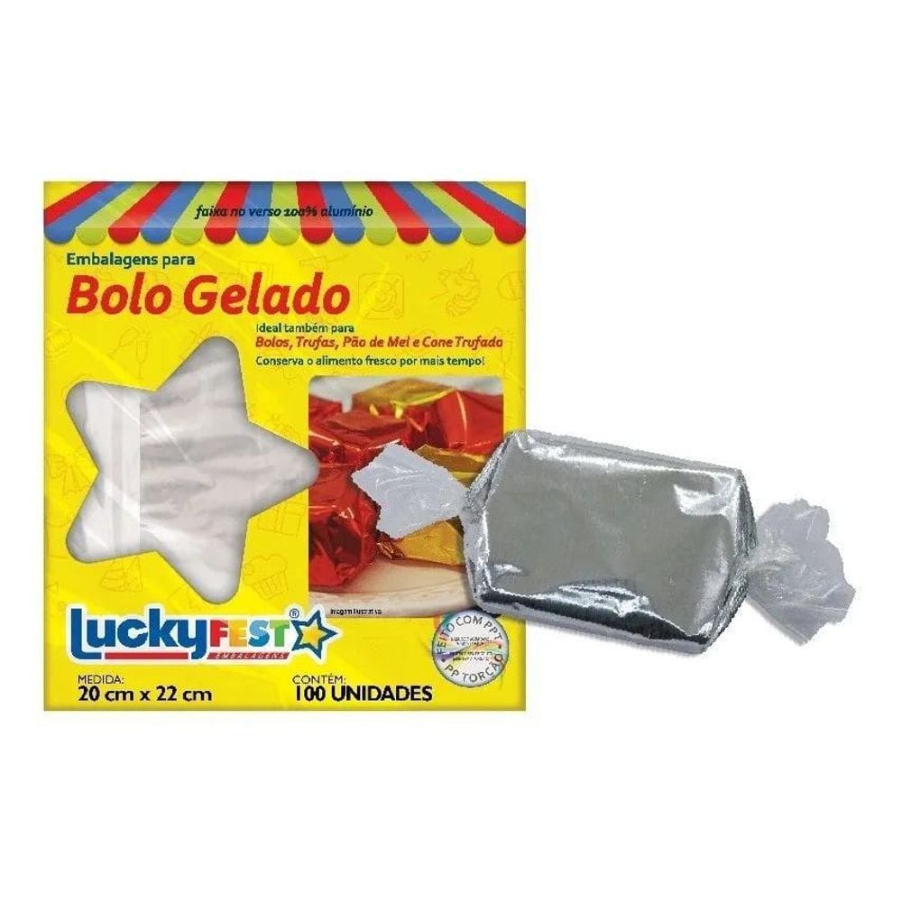 Embalagem Laminada Para Bolo Gelado 20X22 Com 100 Unidades