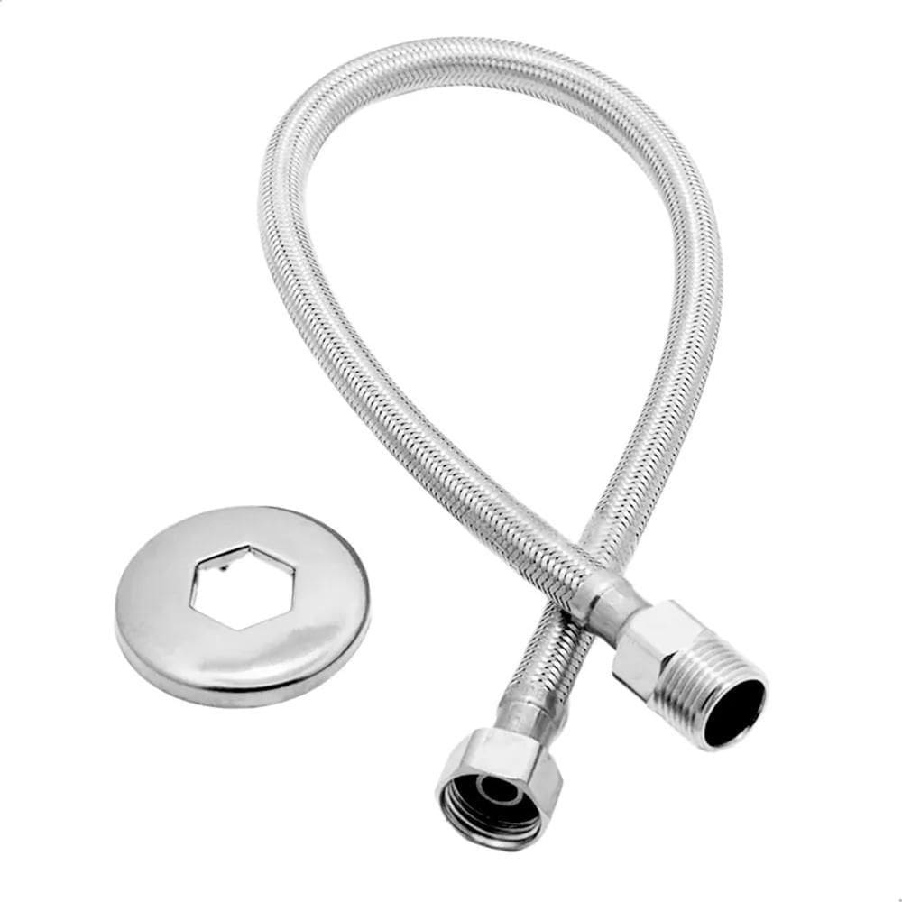 5X Mangueira Engate Flexível Aço Inox 60 Cm 1/2 Entrada Acab