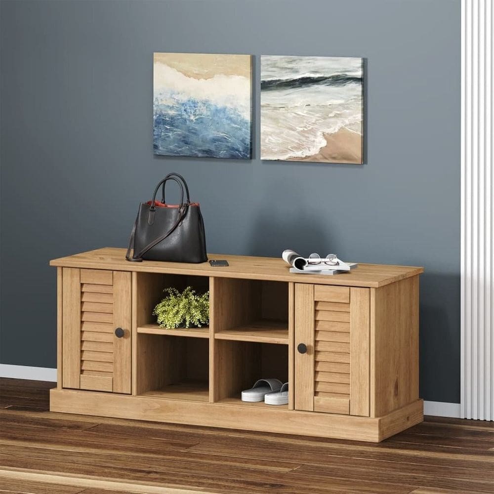 Sapateira 2 Portas 4 Nichos Madeira de Pinus Cera