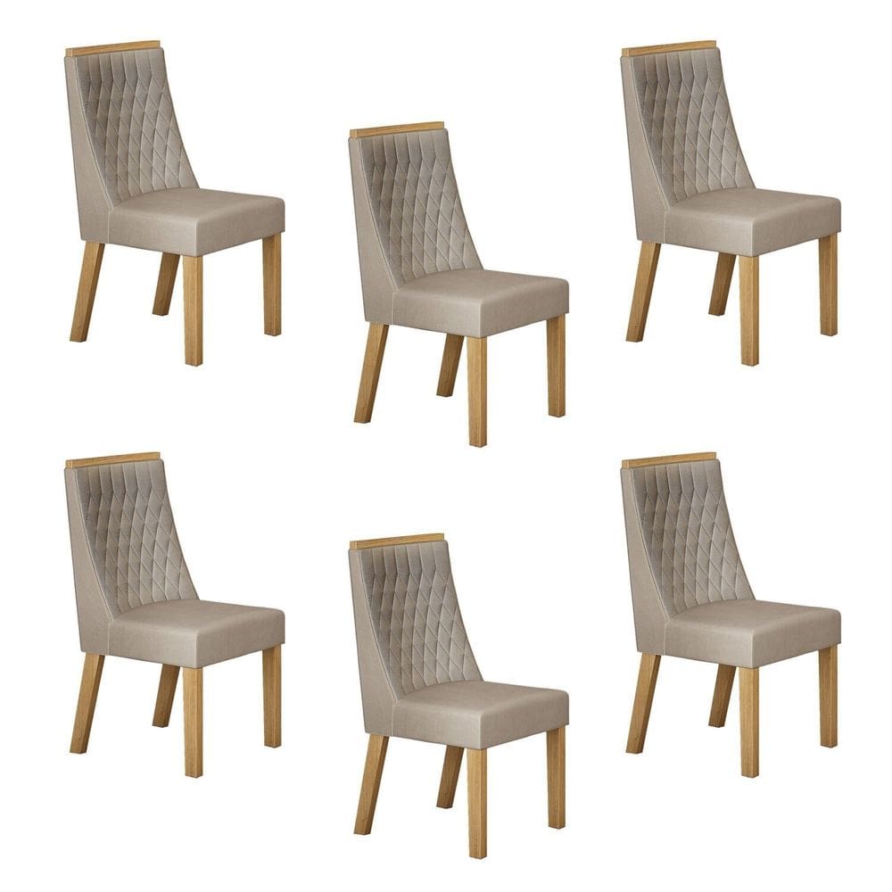 Conjunto 6 Cadeiras para Sala de Jantar Luna Palha