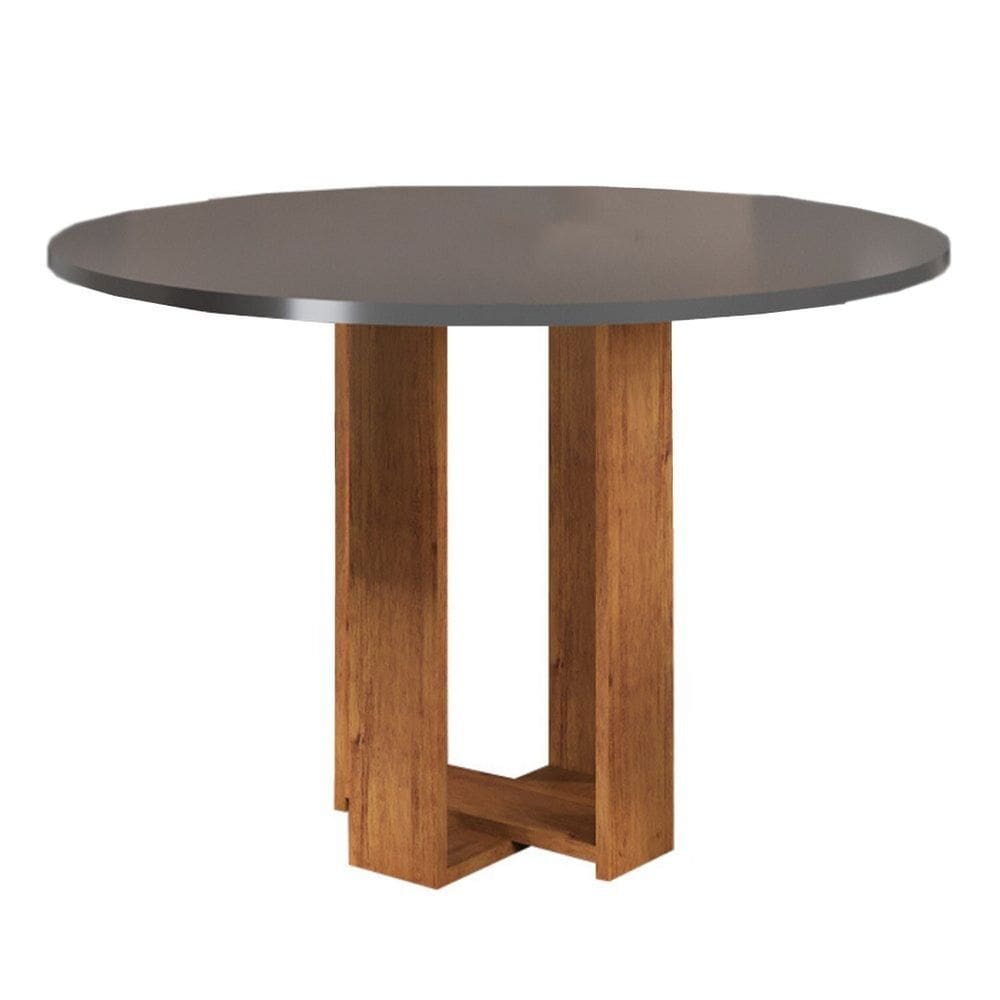 Mesa de Jantar 4 Lugares Redonda Tampo de MDF Jady Mel/Cinza