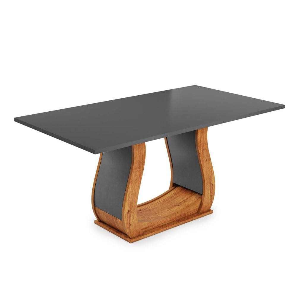 Mesa de Jantar 6 Lugares Retangular Tampo de Mdp Buenos Aires Mel/Cinza