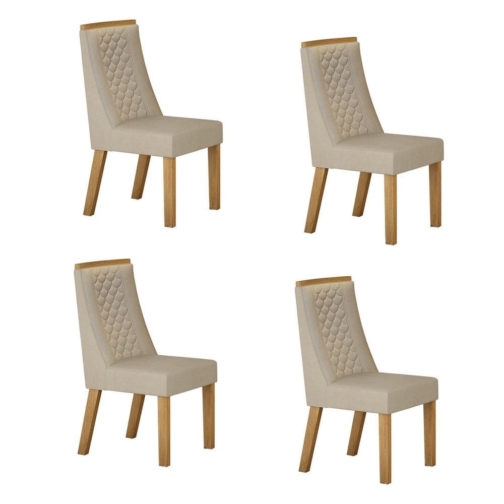 Conjunto 4 Cadeiras para Sala de Jantar Dora Bege