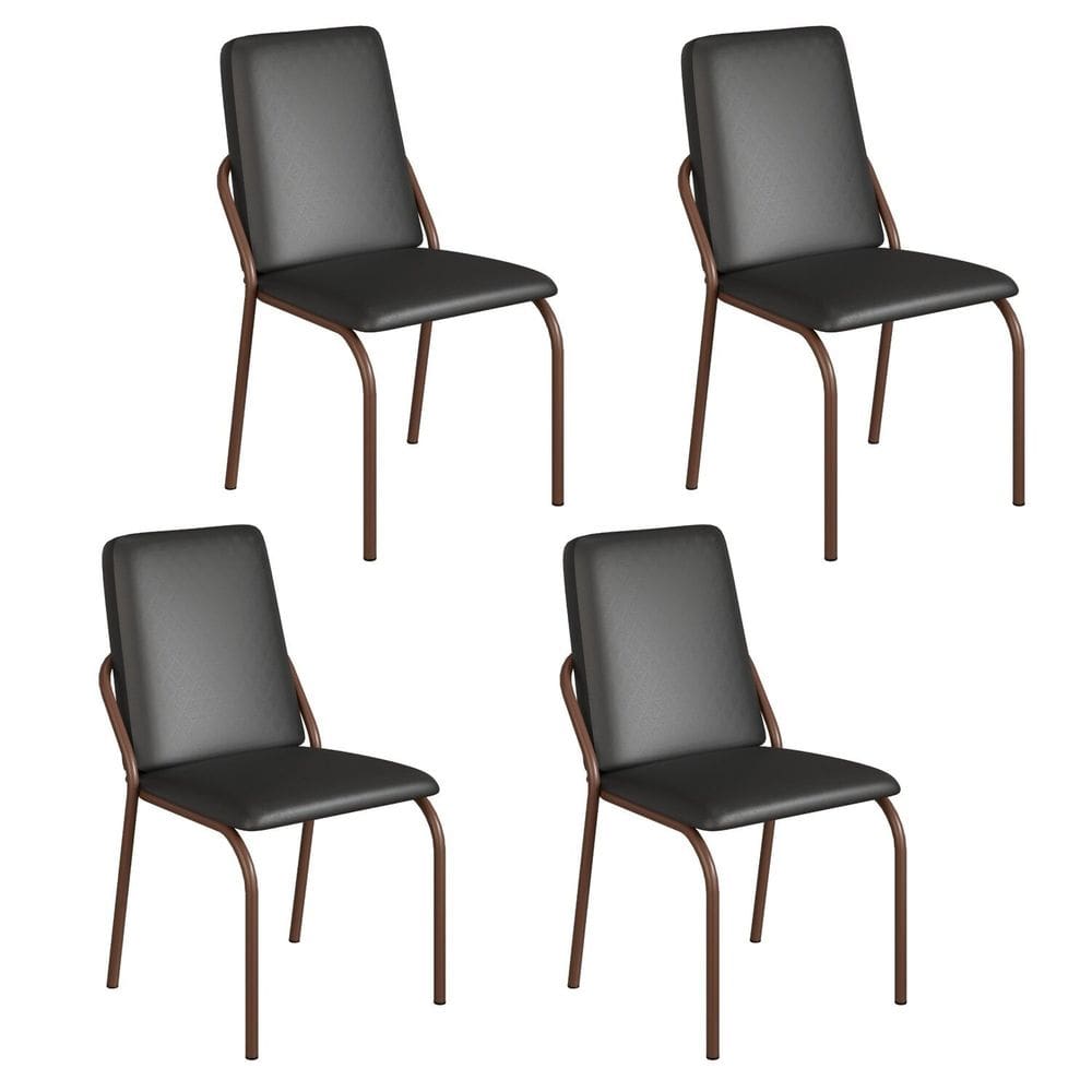 Kit 4 Cadeiras para Sala de Jantar Malibu Preto liso / Marrom