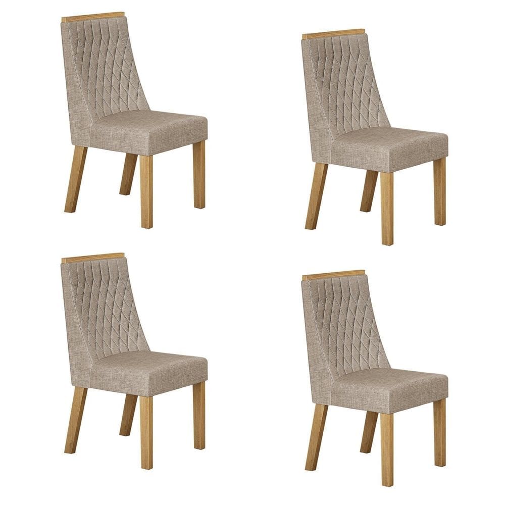 Conjunto 4 Cadeiras para Sala de Jantar Luna Bege