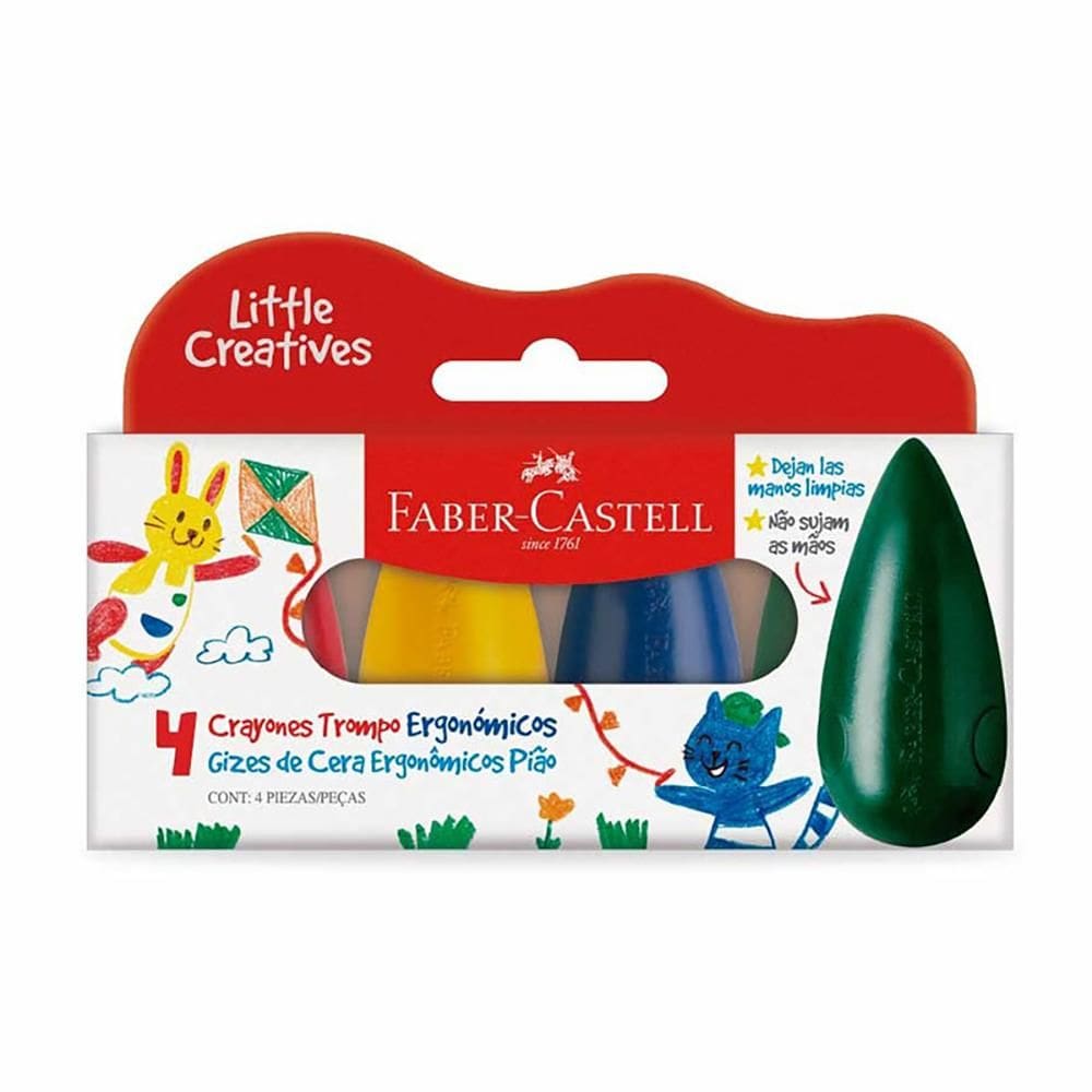 Gizão de cera Little Creatives Pião 4 cores Faber-Castell