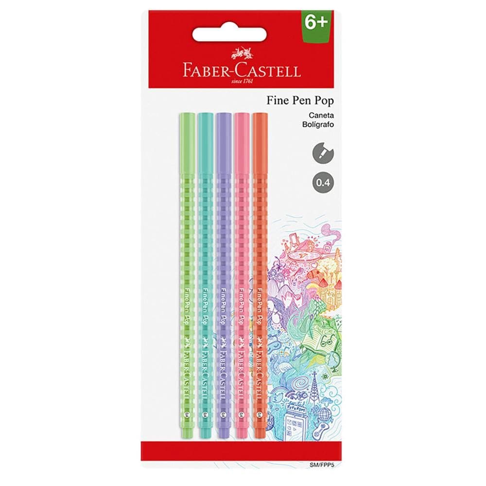 Caneta hidr Fine Pen Pop 0.4mm 5 unid Faber-Castell