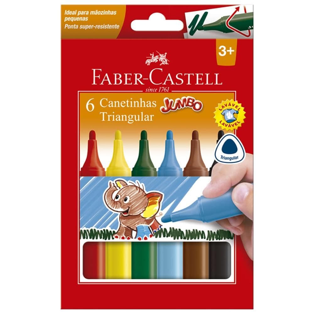 Caneta hidr Jumbo c/ 6 cores 150206J Faber-Castell
