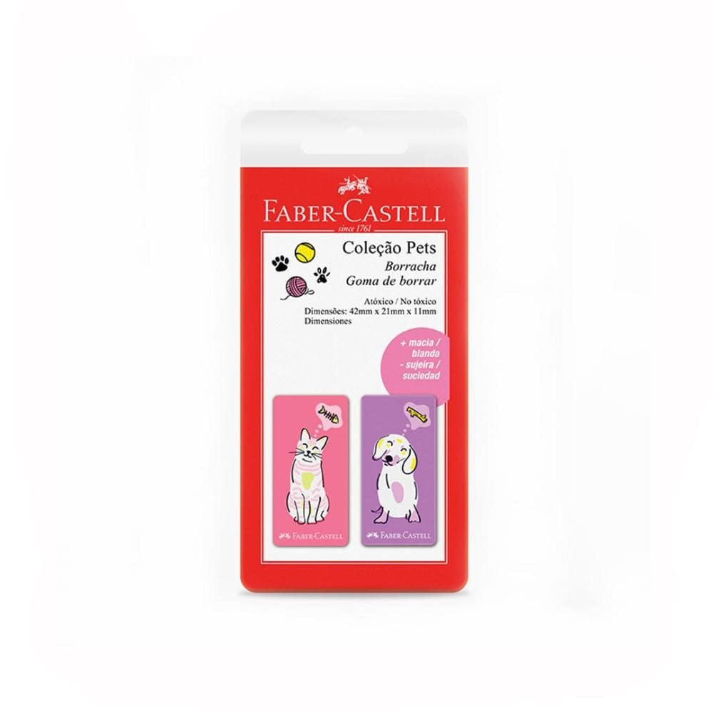 Borracha Pets Rosa e Roxa com 2 unid Faber-Castell
