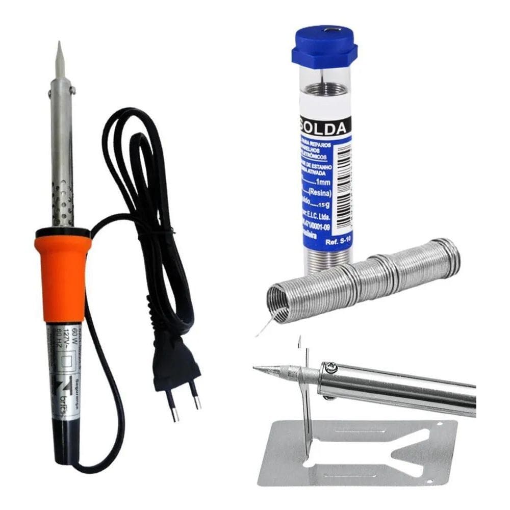 5X Ferro De Solda 60W + Estanho 15G - Kit Soldador
