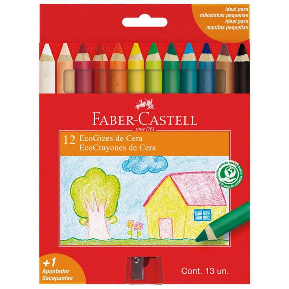 Giz de cera Ecogiz 141412 com 12 cores Faber-Castell