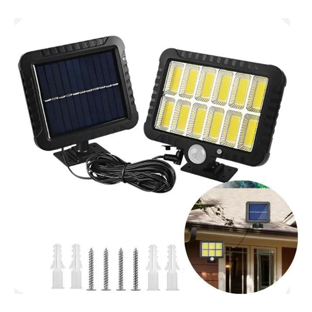 5X Luminária Solar Parede Led Solar 120 Leds Cob Sensor Pres