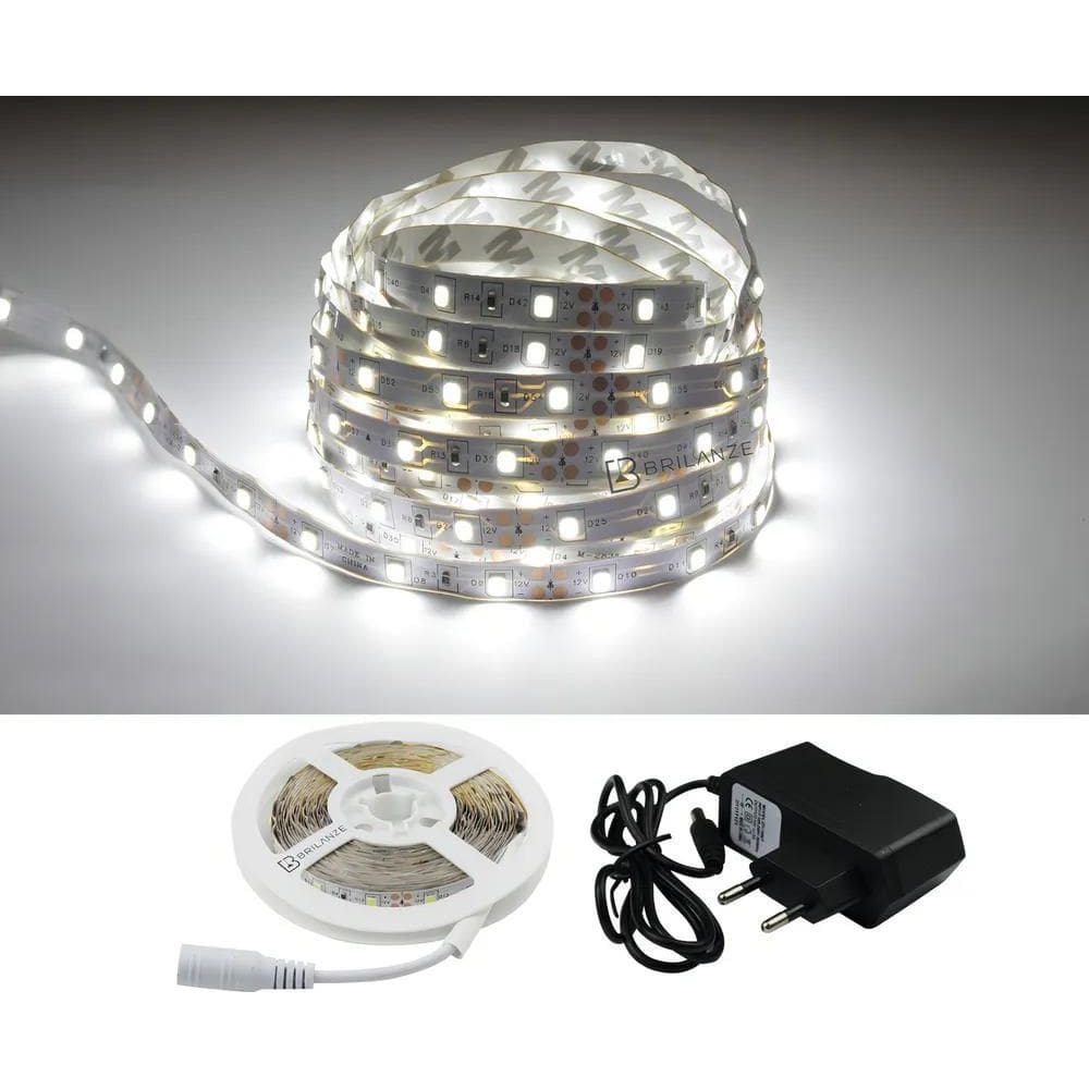 5X Fita Led 2835 Branco Frio 300 Leds 5 Metros + Fonte Cor D