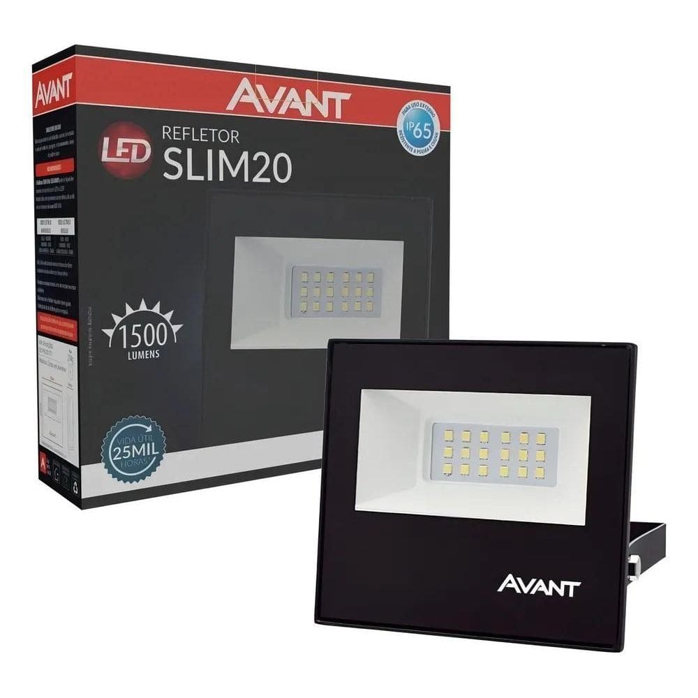 5X Refletor Led Avant Área Externa 20W 6500K Luz Branca Ip65