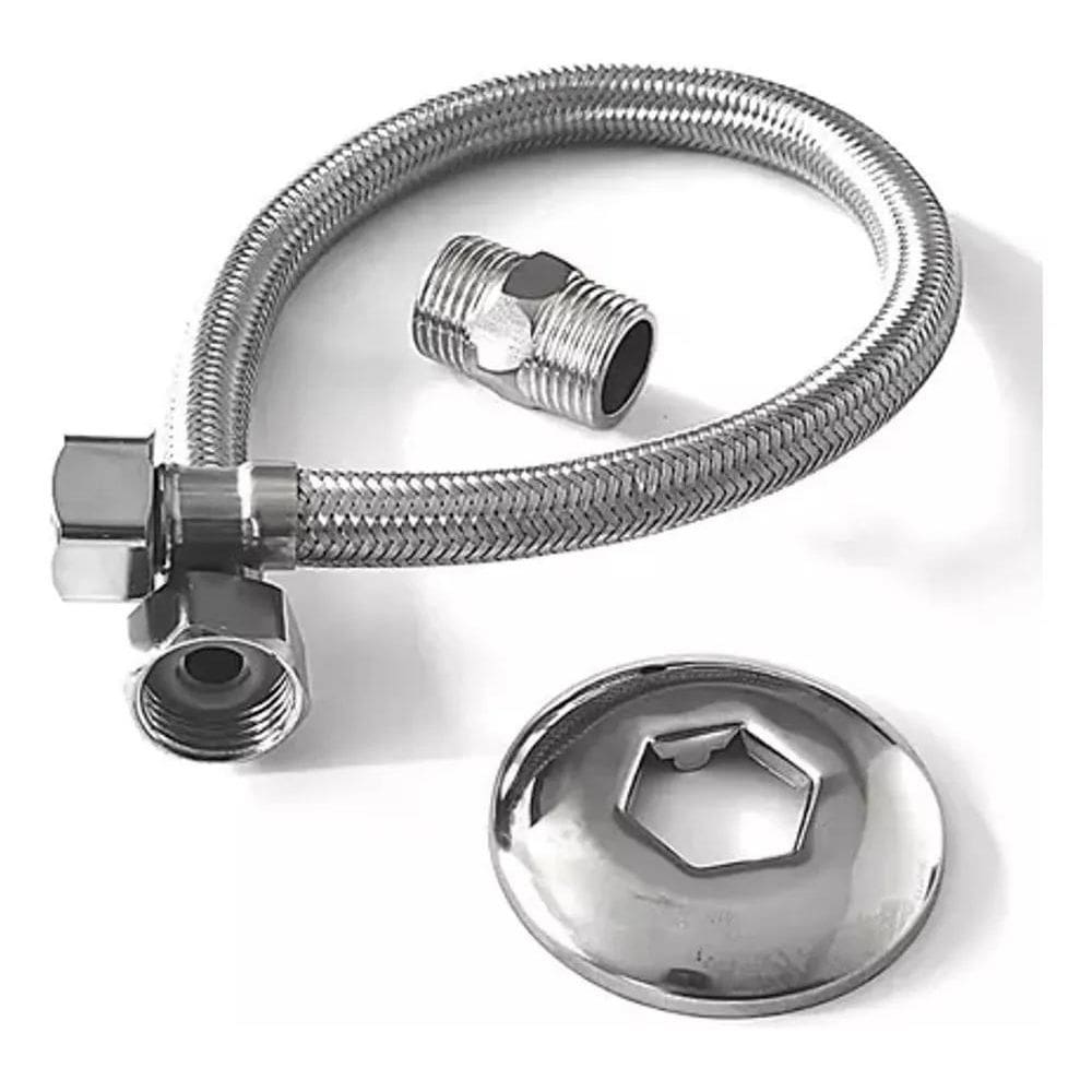 5X Engate Flexível Rabicho Fêmea X Macho Aço Inox 40Cm 1/2 A