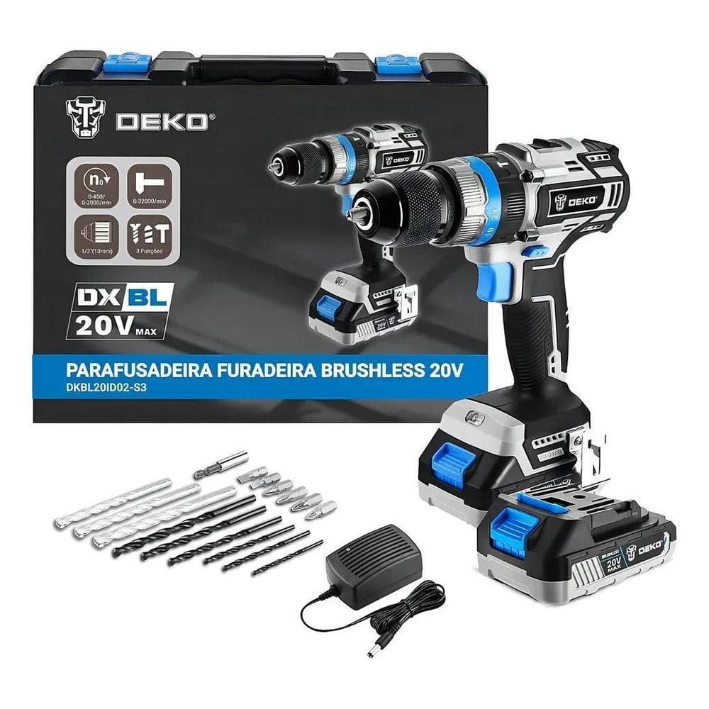 5X Parafusadeira Furadeira Brushless 20V 2 Baterias 1.2 Pol