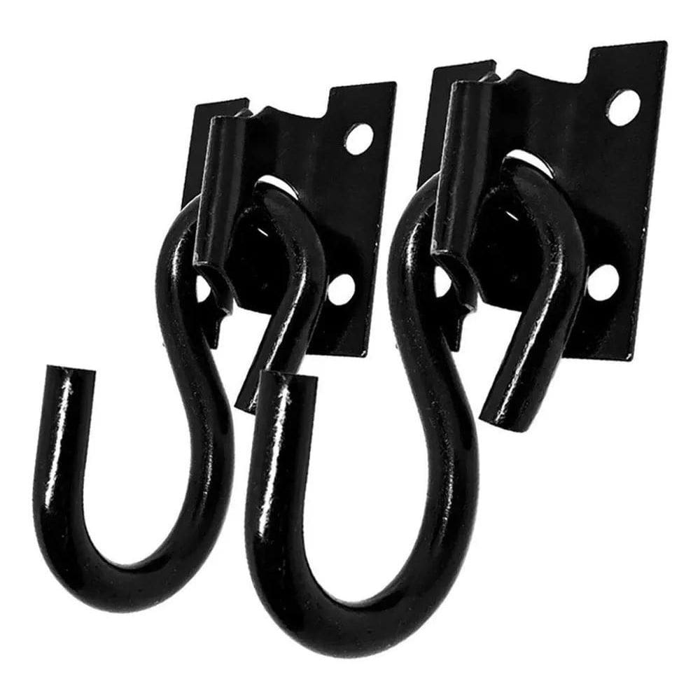 5X Gancho De Rede Reforçado Aço 3/8 Casal 250Kg Preto Brilha