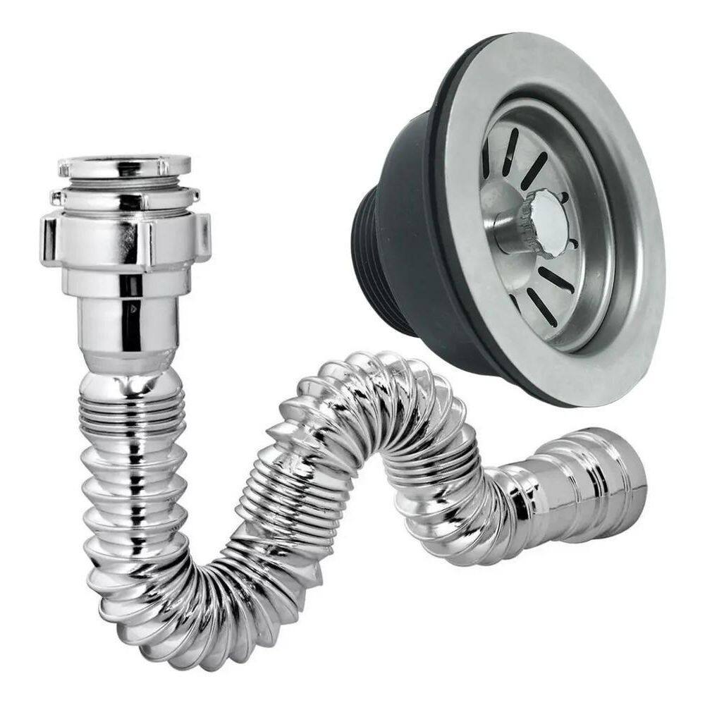 5X Válvula Americana Inox 3. 1/2 + Sifão Flexível Cromado Ac