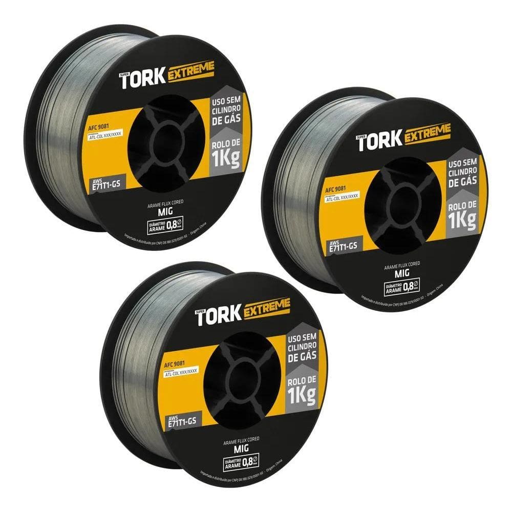 5X Arame Para Solda Mig Uso Sem Gás 0.8Mm Kit 3 Rolos De 1 K