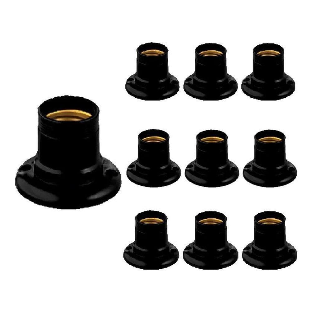 5X Kit 10 Bocal Fixo De Teto Receptáculo Soquete Plástico E-