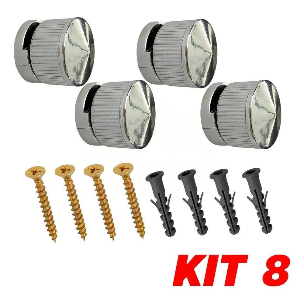 5X Kit 8 Botão Francês Suporte Abs Espelho + Bucha Parafuso