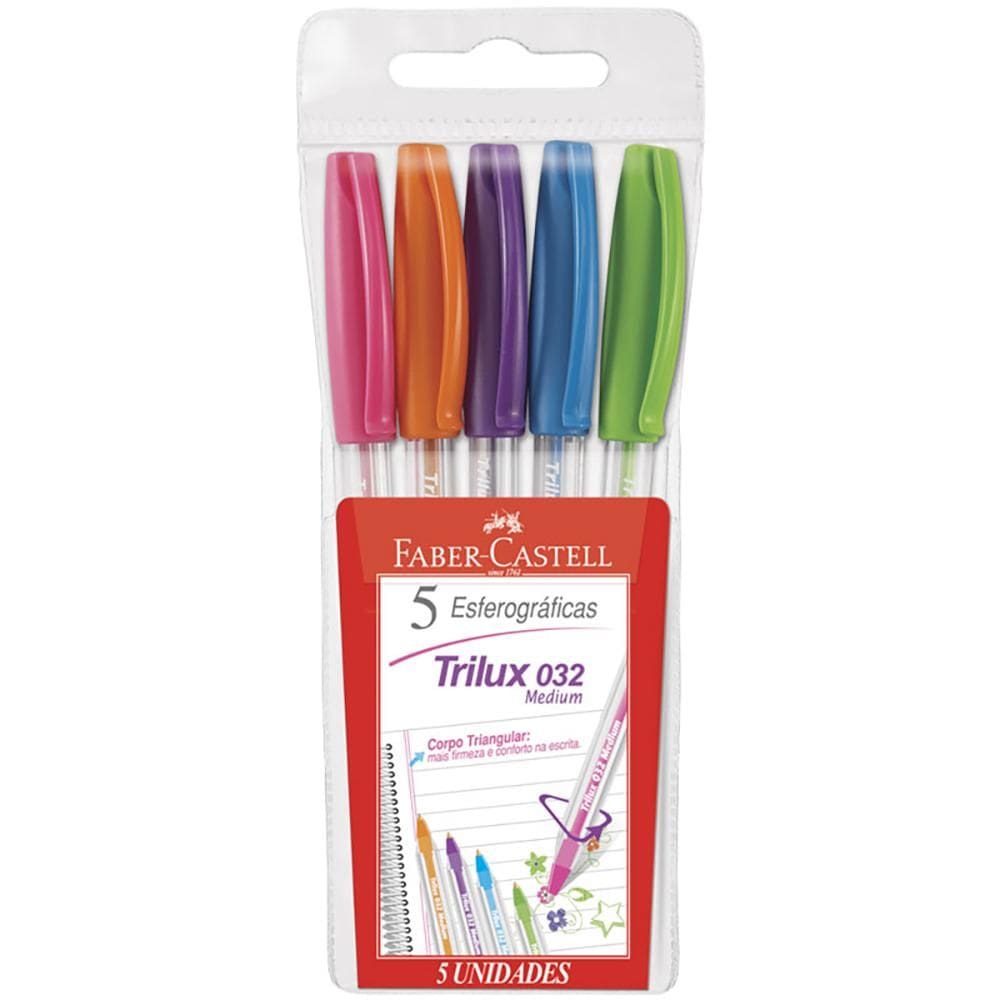 Caneta esferográfica Trilux colors 032/ESC 5und FaberCastell